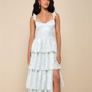 Lulu's Light Blue Tiered Maxi Dress